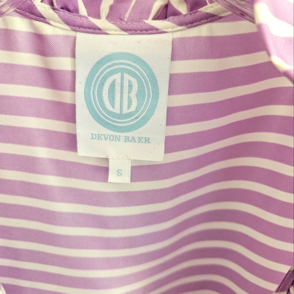 Devon Baer lavender silk stripe top with ruffle - Picture 5 of 6